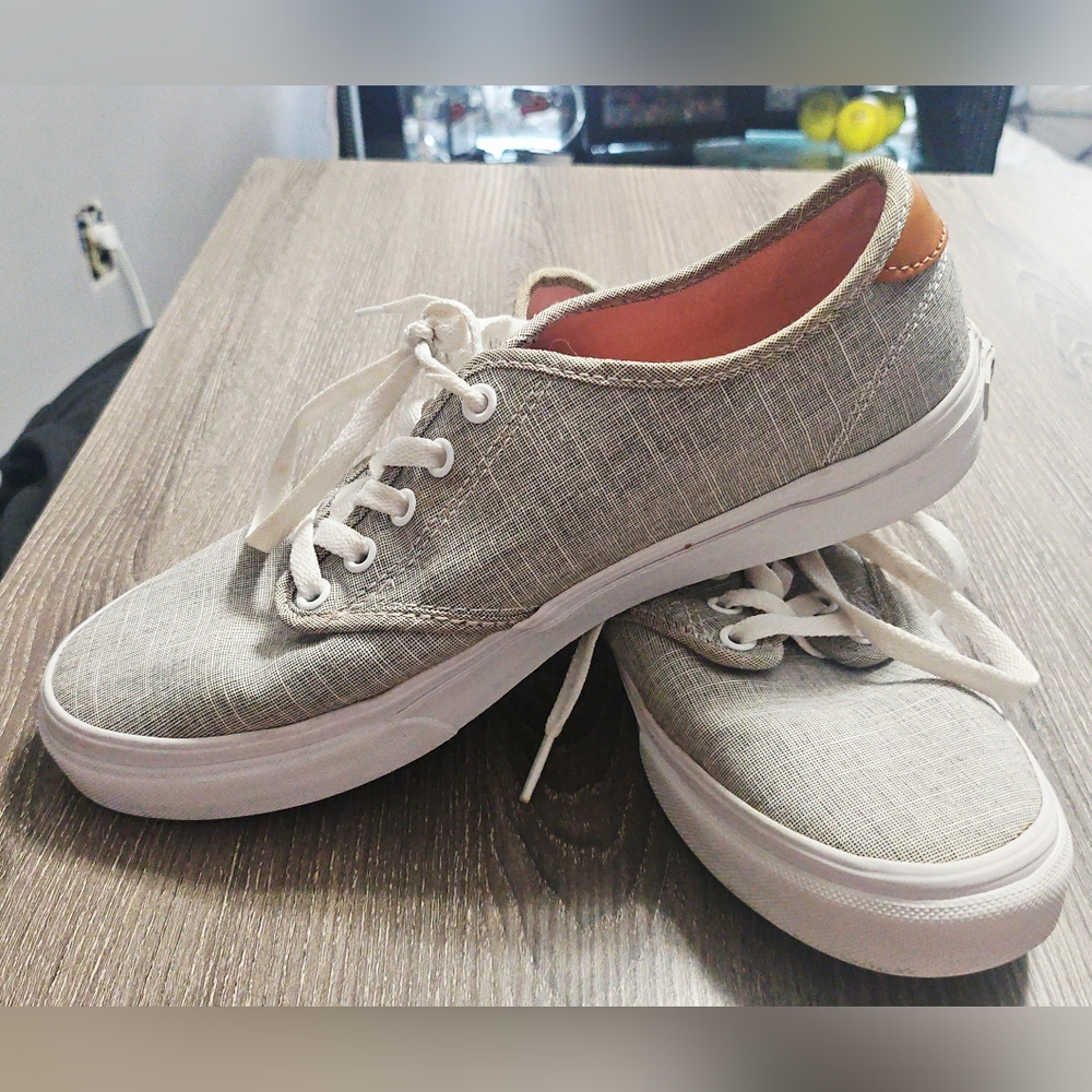Vans canvas gray/light pink sneakers size 10 womens